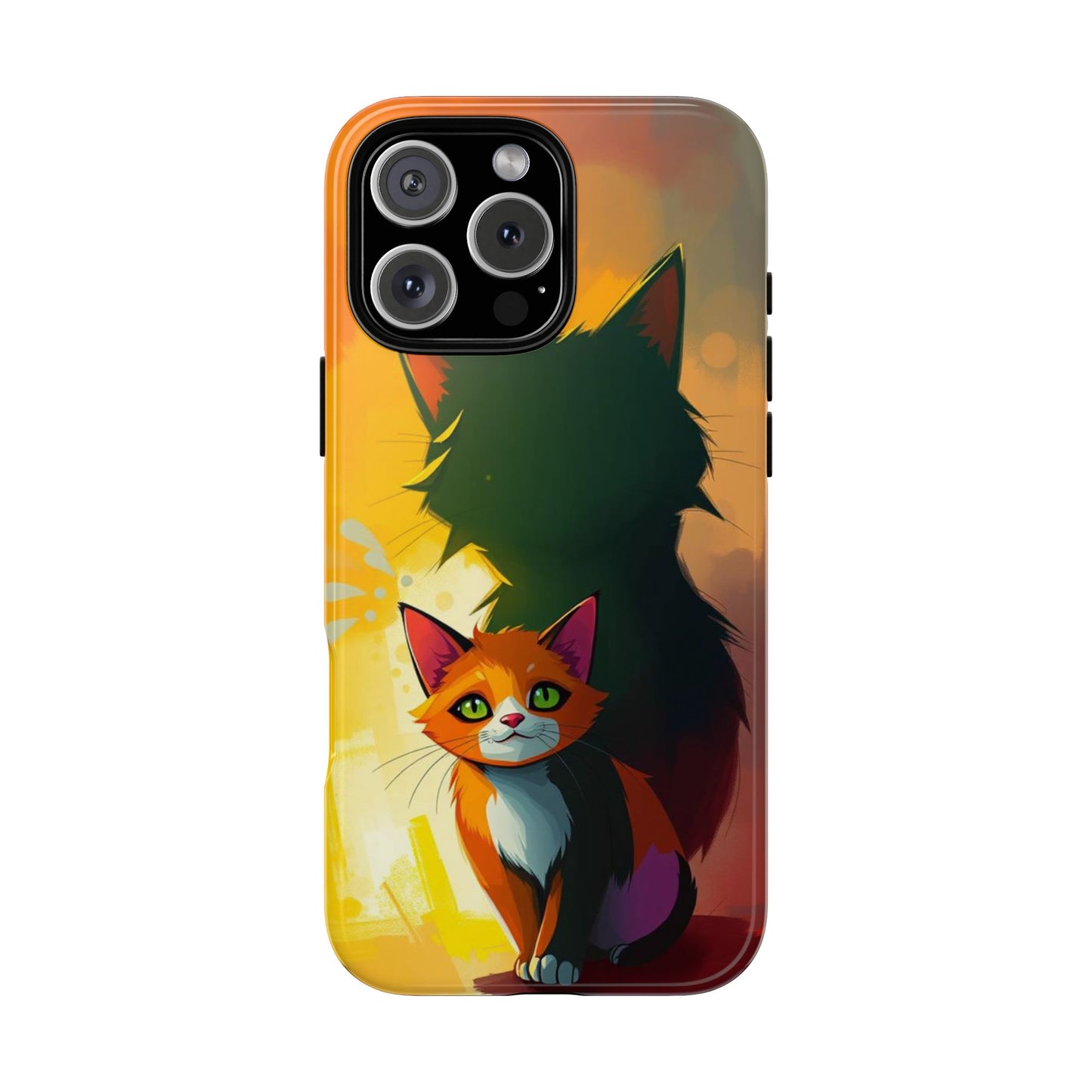 iPhone 16 Pro Max / Glossy Phone Case - Acrylic Style Shadow Cat Design Phone Case