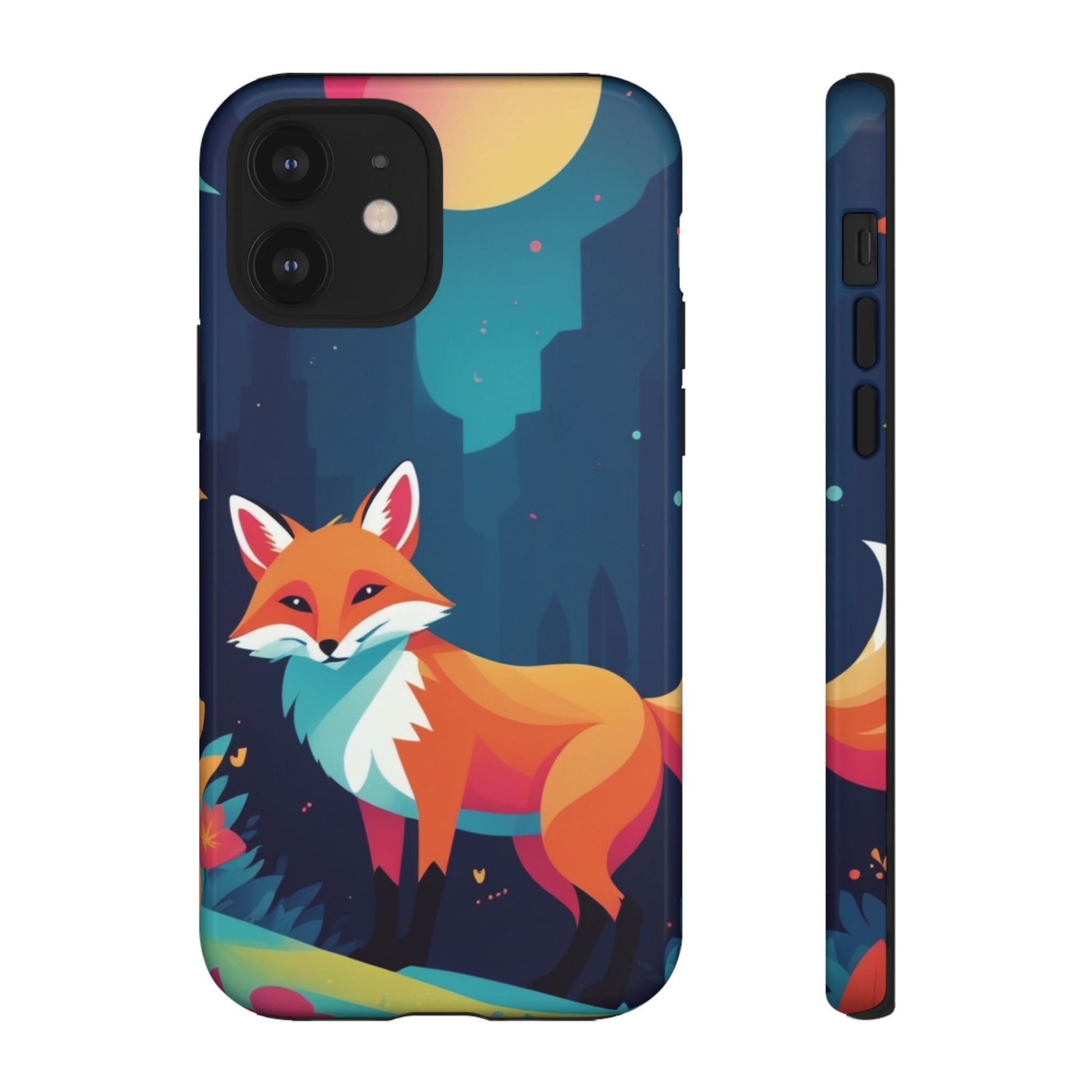 Stylised Fox Design Phone Case - Multicolor Phone Case - iPhone 12 / Glossy