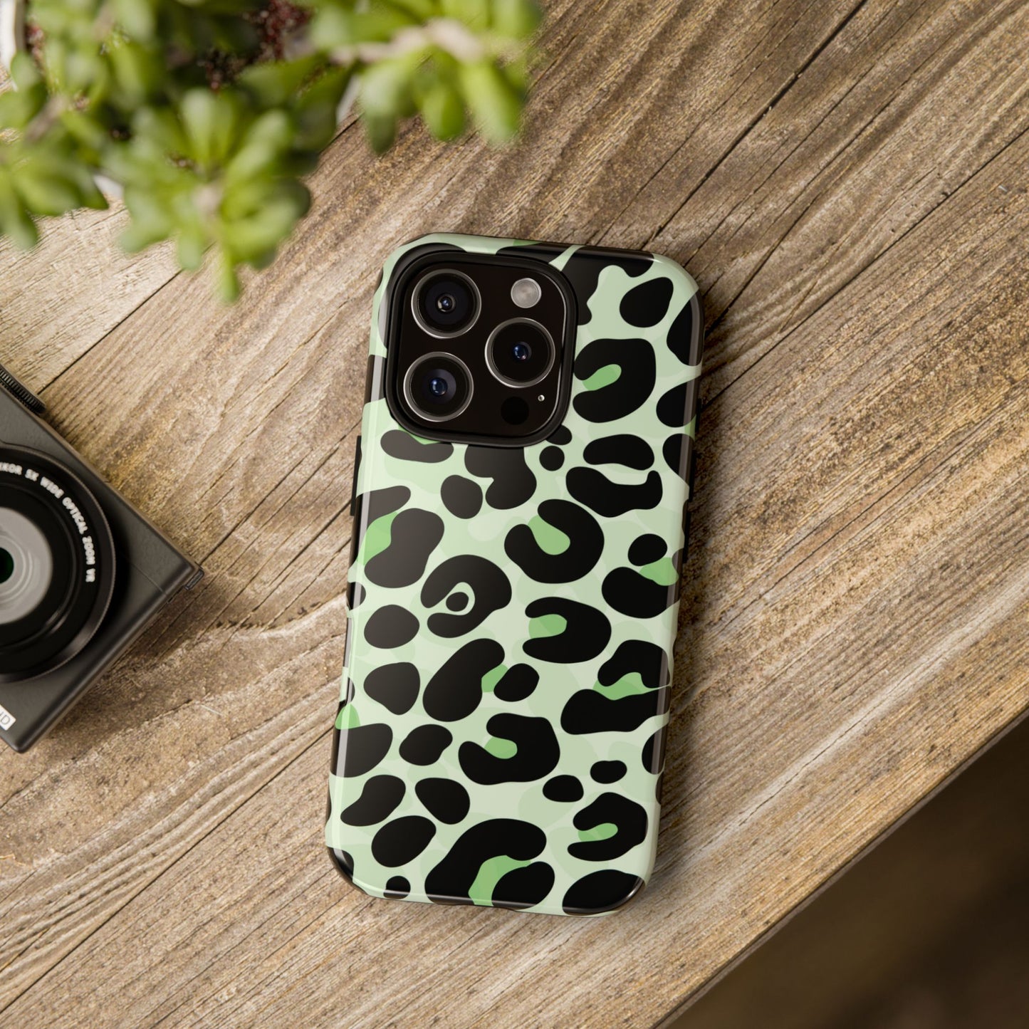 Chic Sage Leopard Print Phone Case