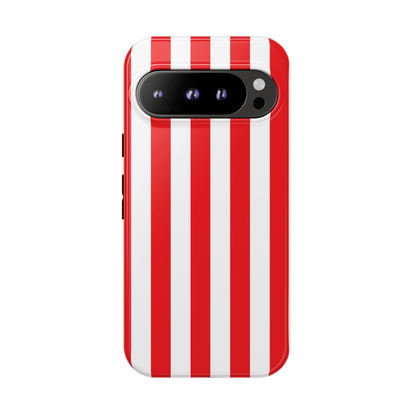 Google Pixel 9 Pro / Glossy Phone Case - Simple Red & White Stripe Pattern Phone Case