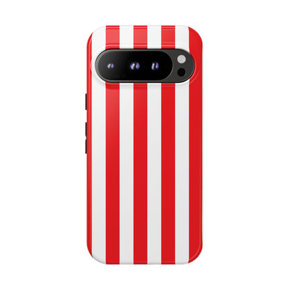 Google Pixel 9 Pro / Glossy Phone Case - Simple Red & White Stripe Pattern Phone Case