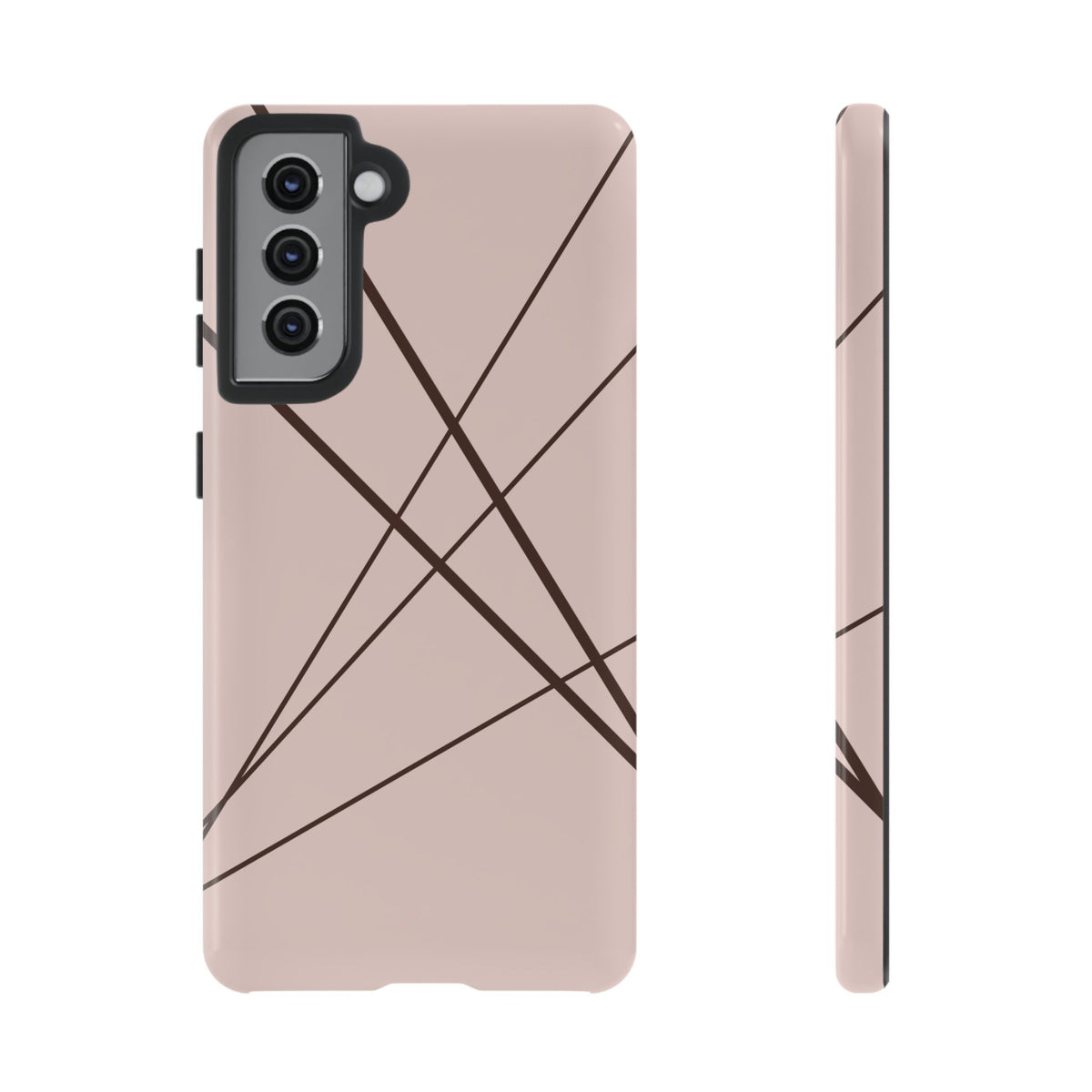 Abstract Pink with Brown Lines Phone Case - Pink Phone Case - Samsung Galaxy S21 / Glossy