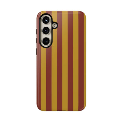 Trendy Mustard & Burgandy Stripe Pattern Phone Case - Brown Phone Case - Samsung Galaxy S24 Plus / Glossy