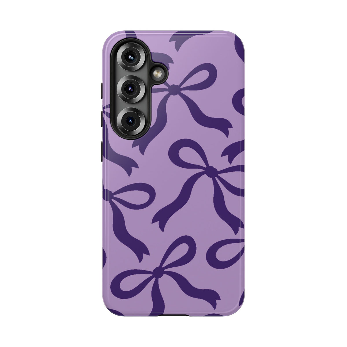 Bold Lilac and Deep Purple Bow Pattern Phone Case - Purple Phone Case - Samsung Galaxy S25 / Glossy