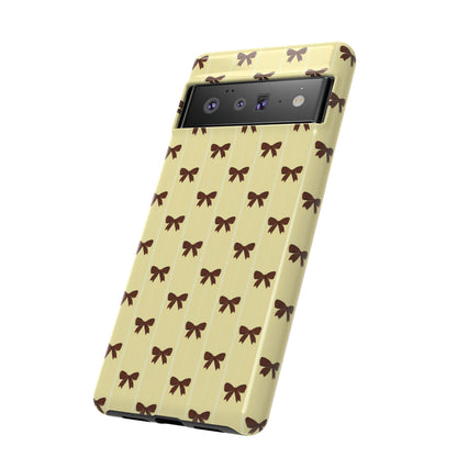 Retro Chocolate Brown Bow Pattern Phone Case