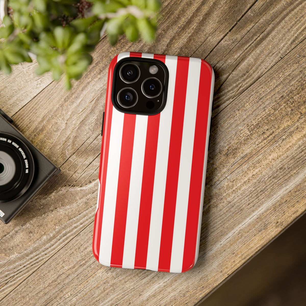 Simple Red & White Stripe Pattern Phone Case - Red Phone Case