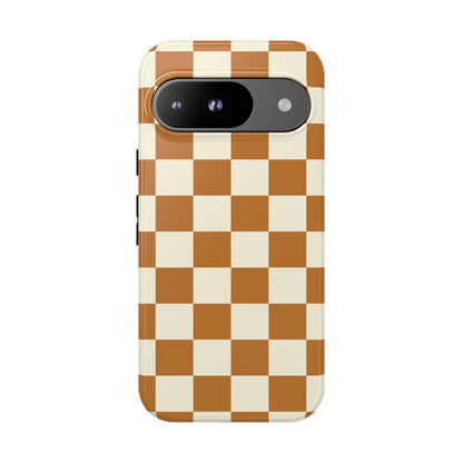 Orange & White Checked Pattern Phone Case - Orange Phone Case - Google Pixel 9 / Glossy