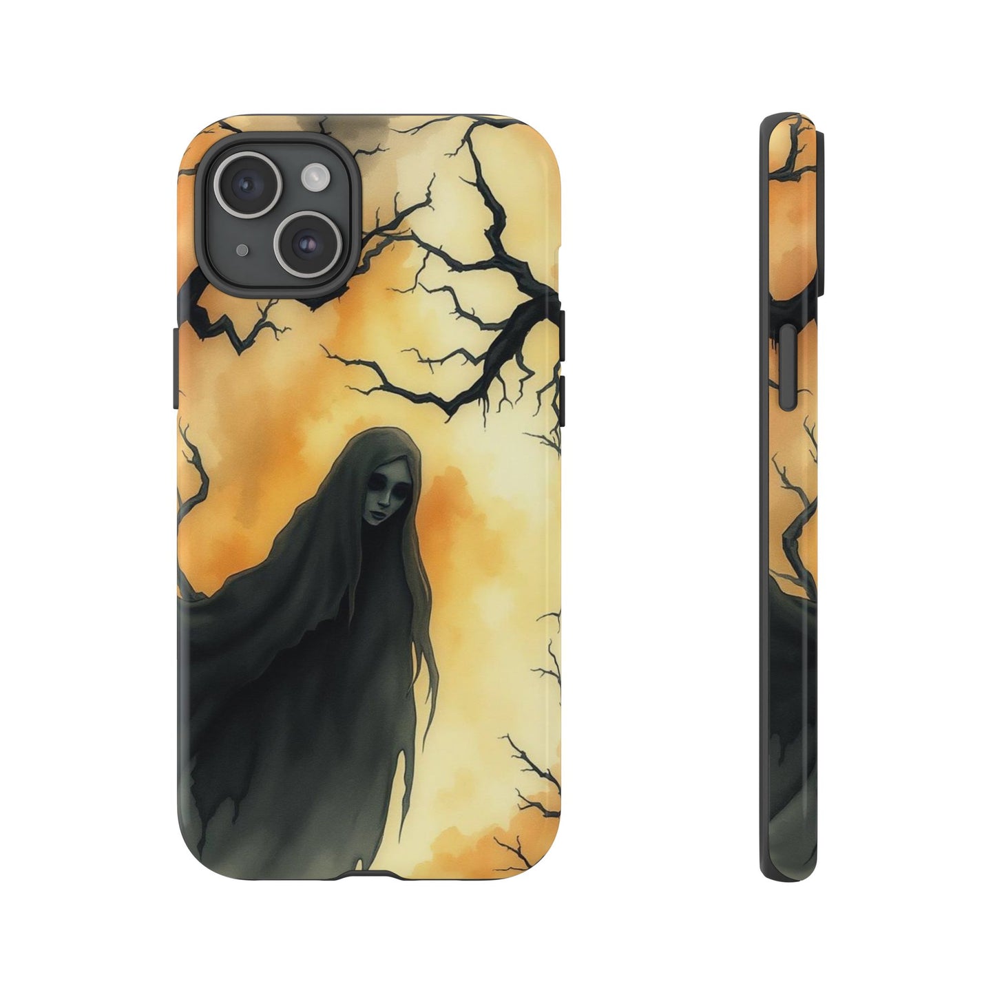 iPhone 15 Plus / Glossy Phone Case - Watercolour Gothic Deathly Woman Phone Case