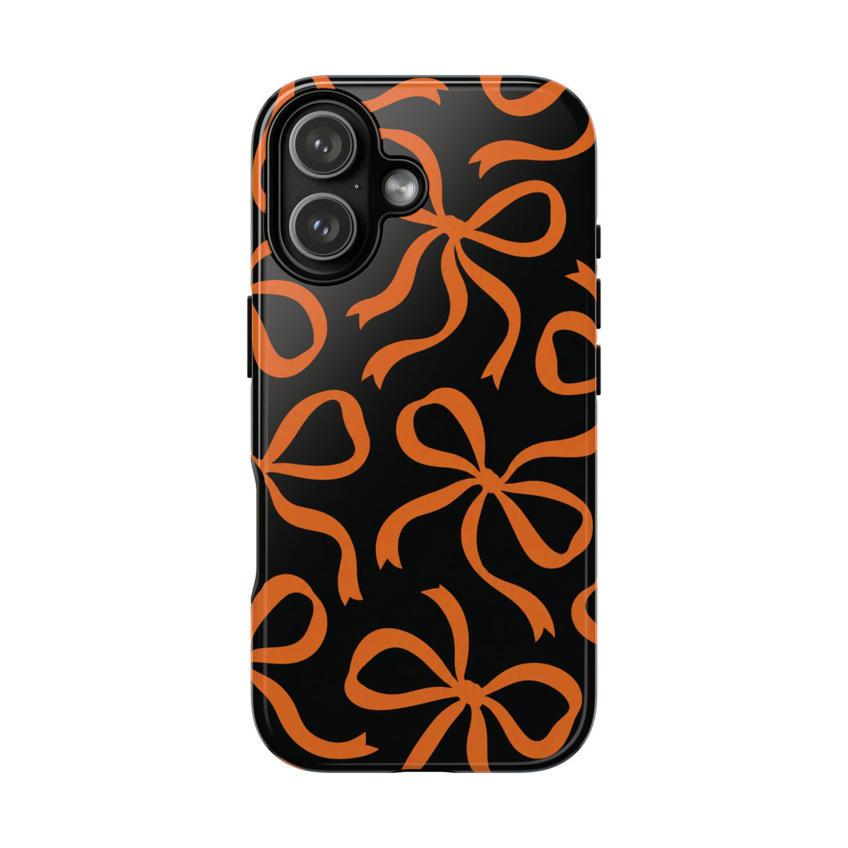 Bold Black and Burnt Orange Bow Pattern Phone Case