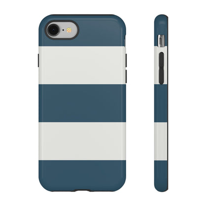 iPhone 8 / Glossy Phone Case - Blue & White Horizontal Stripe Pattern Phone Case