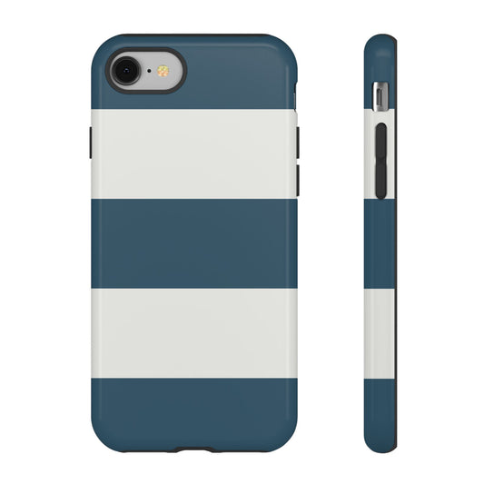 iPhone 8 / Glossy Phone Case - Blue & White Horizontal Stripe Pattern Phone Case