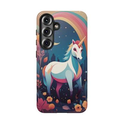 Samsung Galaxy S25 / Glossy Phone Case - Stylised Unicorn & Rainbow Design Phone Case