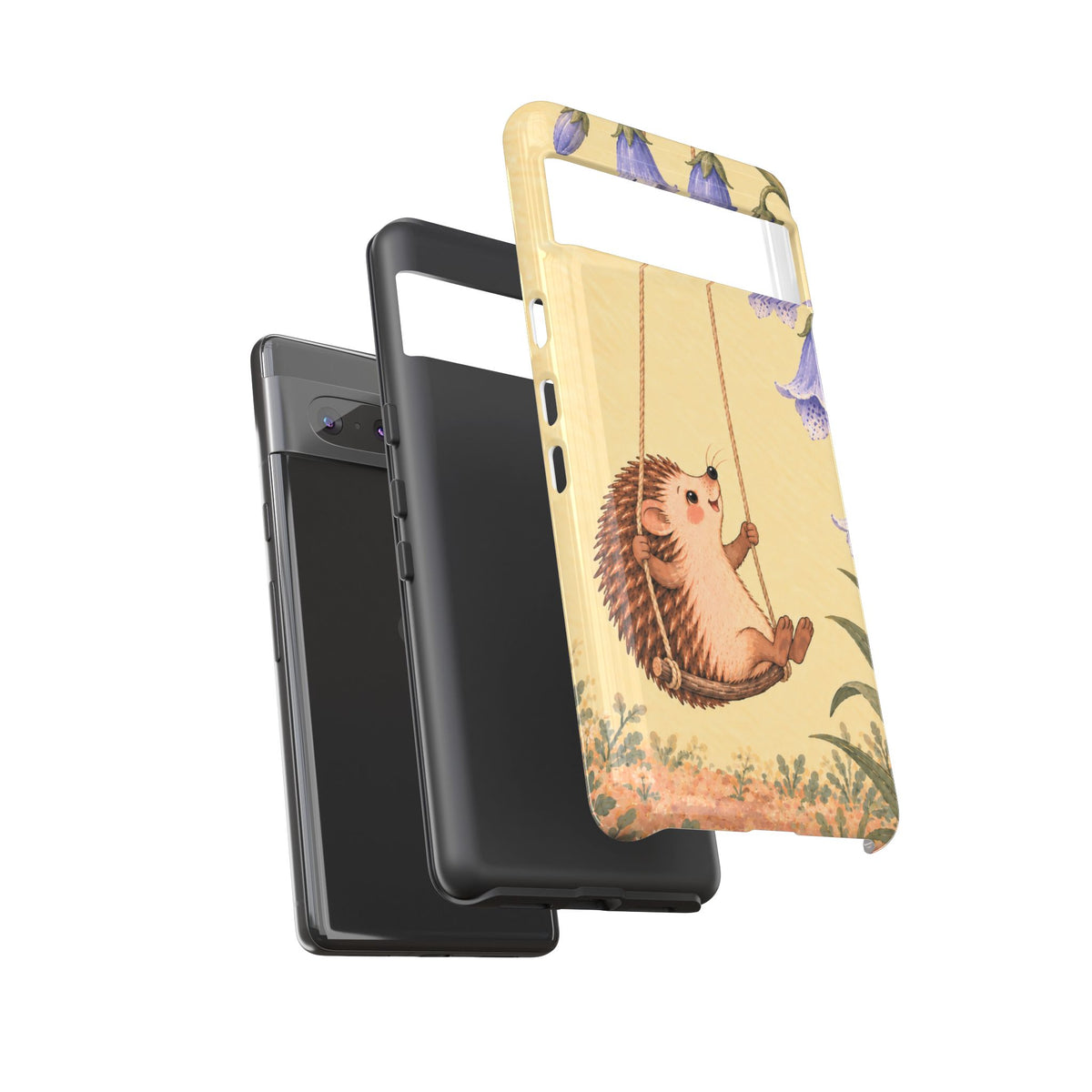 Whimsical Buttercream Hedgehog and Bluebell Phone Case - Yellow Phone Case