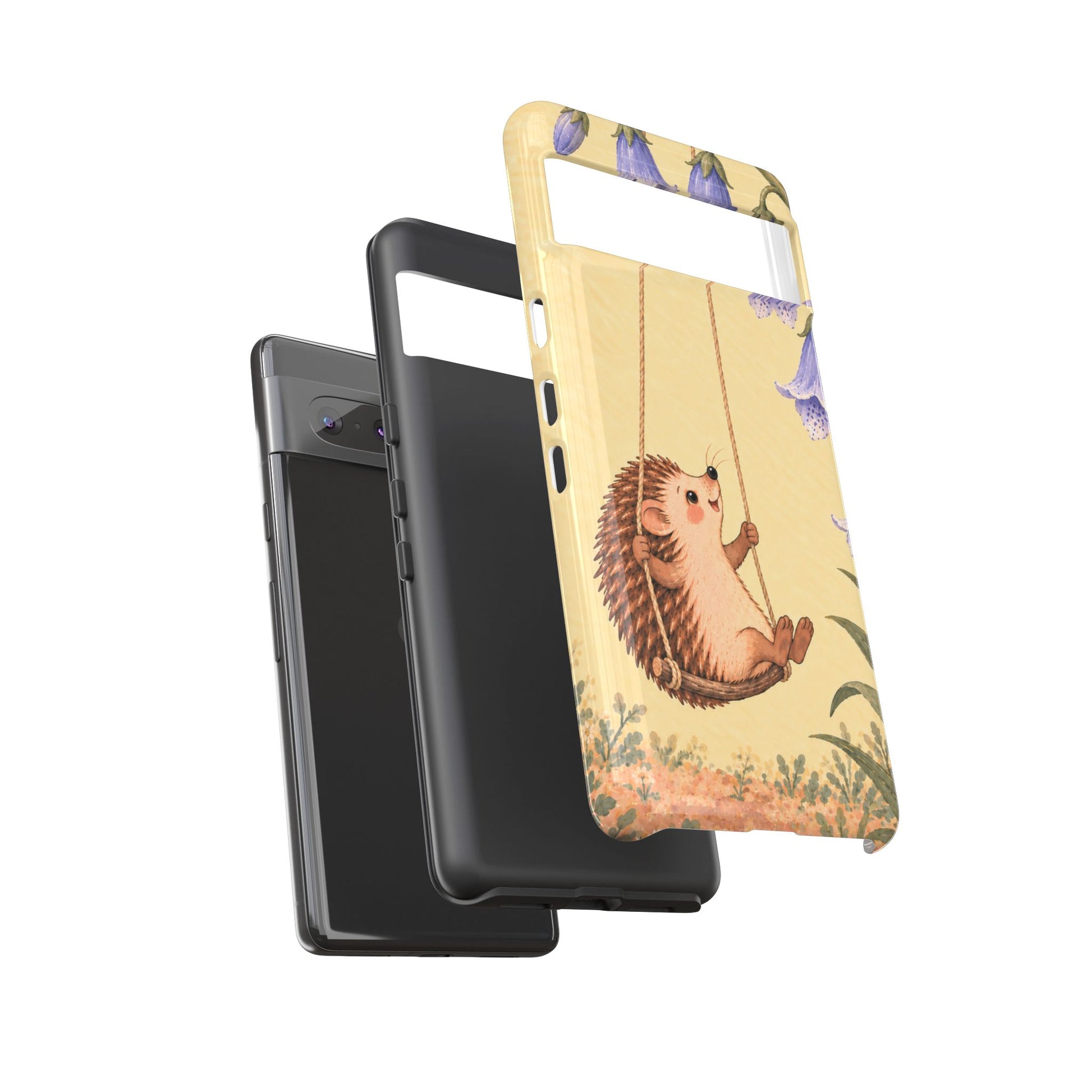Whimsical Buttercream Hedgehog and Bluebell Phone Case - Yellow Phone Case