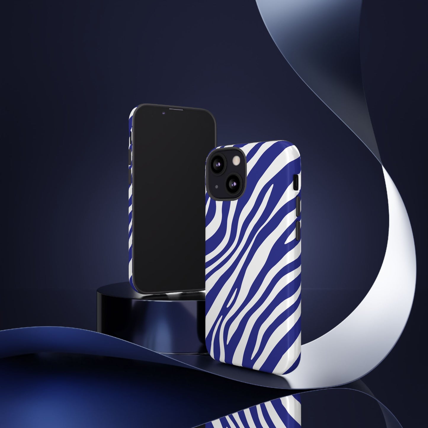 Modern Electric Blue Zebra Print Phone Case