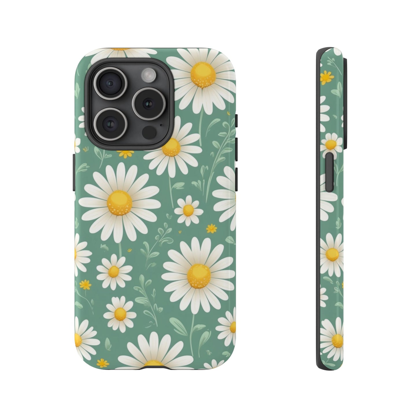 iPhone 15 Pro / Glossy Phone Case - Daisies Floral Pattern 1 Phone Case