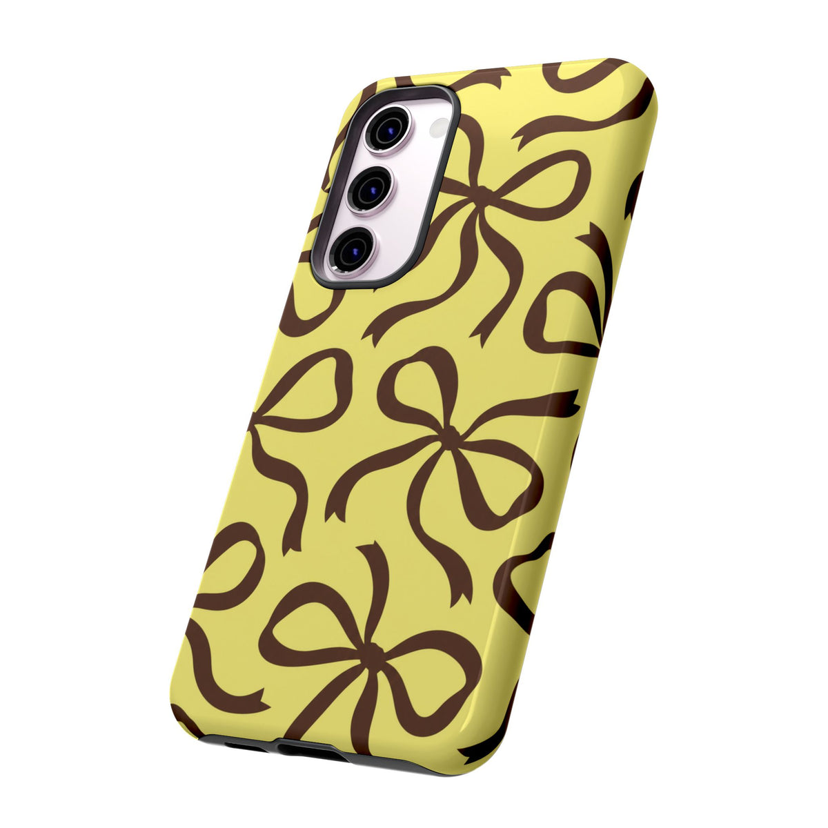 Bold Butter Yellow and Chocolate Brown Bow Pattern Phone Case