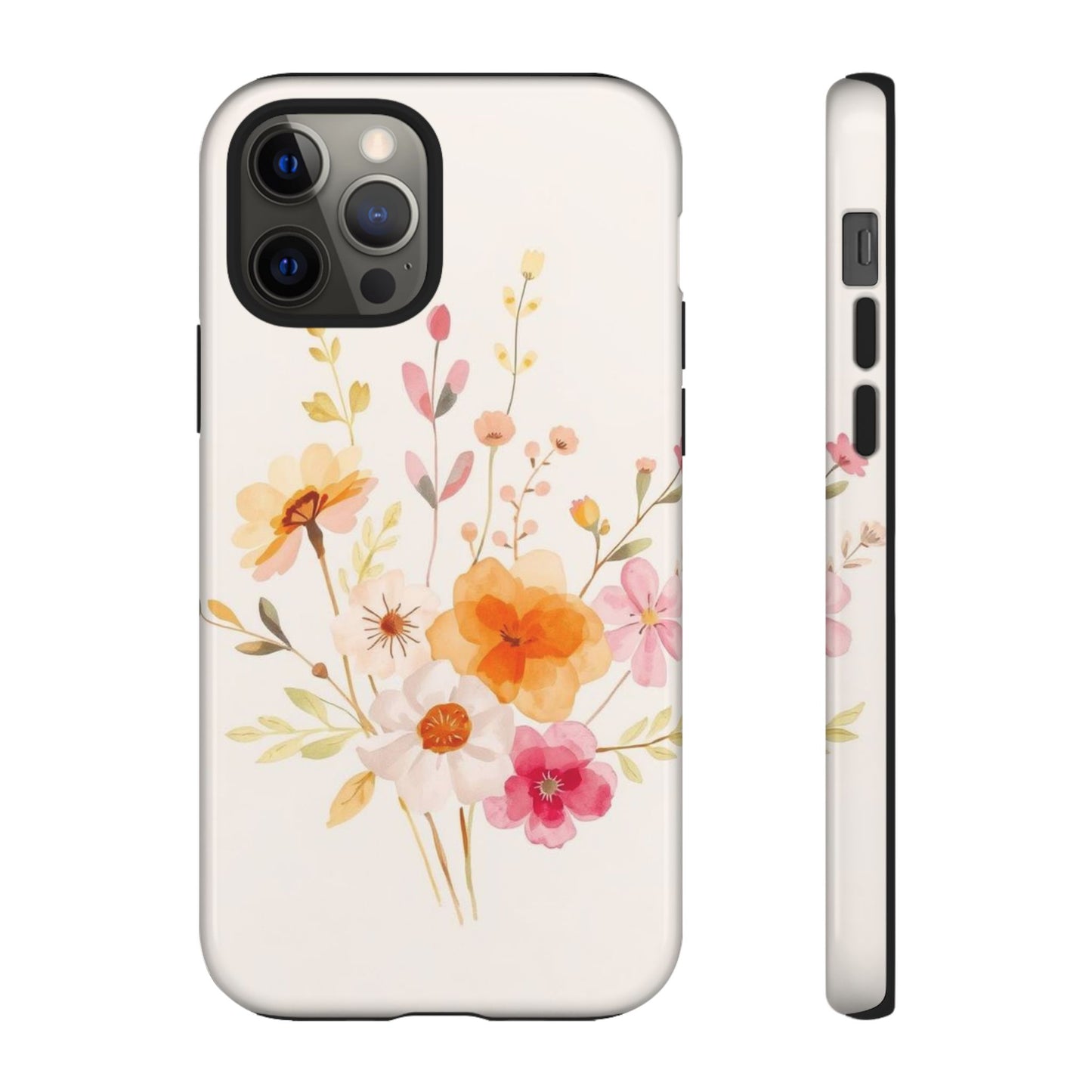 iPhone 12 Pro / Glossy Phone Case - Boho Chic Watercolour Flower Pattern Phone Case