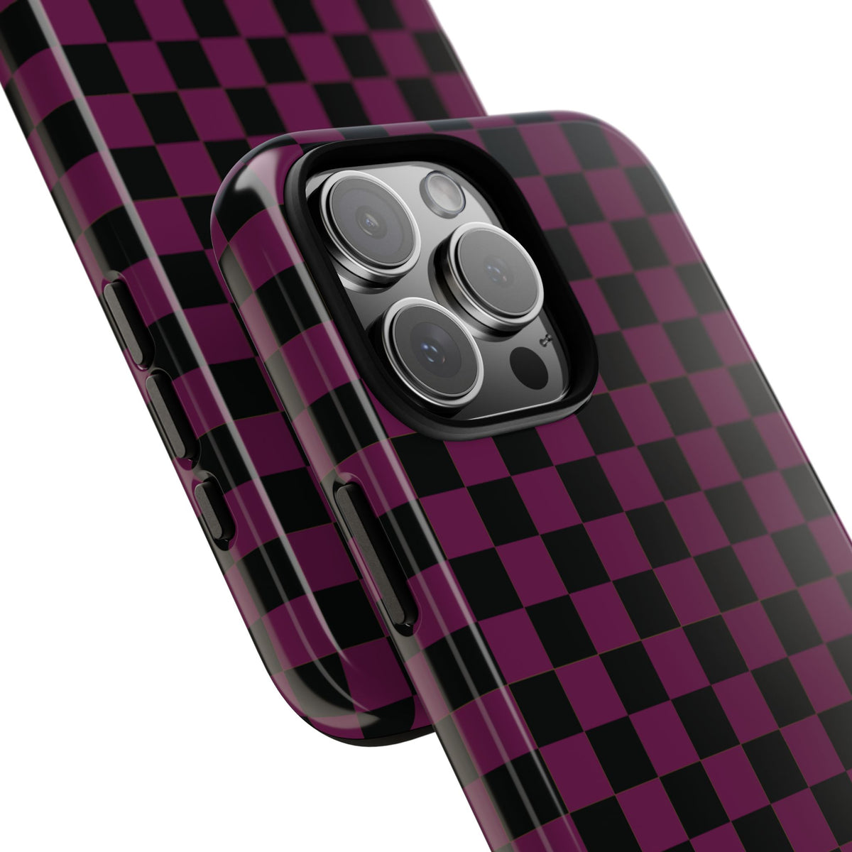 Trendy Plum & Black Small Checked Pattern Phone Case - Purple Phone Case
