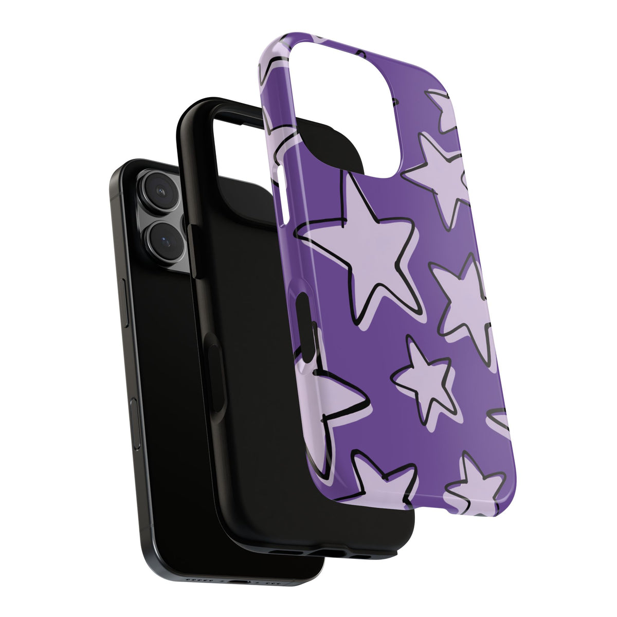 Violet Purple Doodle Star Phone Case