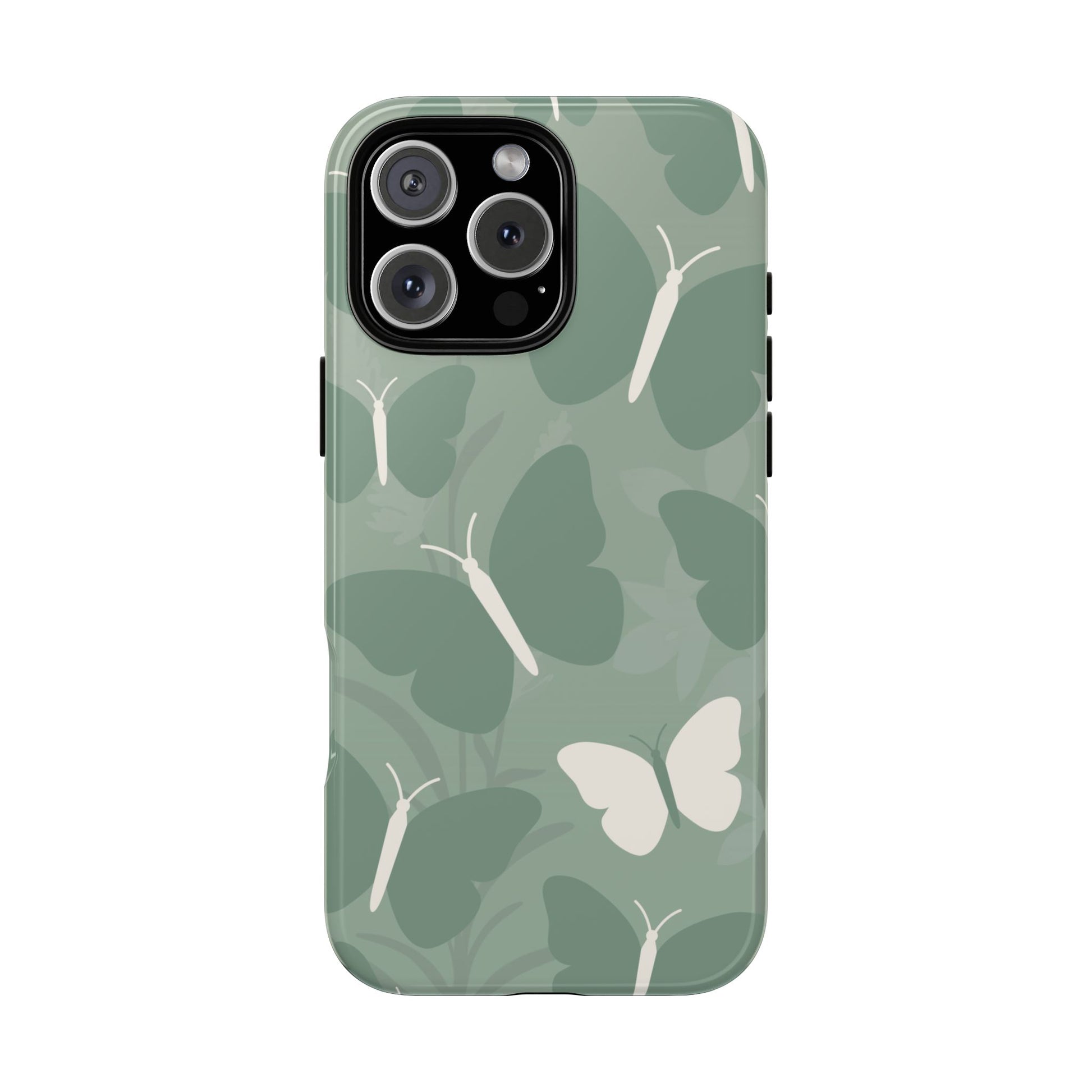 Minimalist Mint Green Butterfly Pattern Phone Case - Green Phone Case - iPhone 16 Pro Max / Glossy