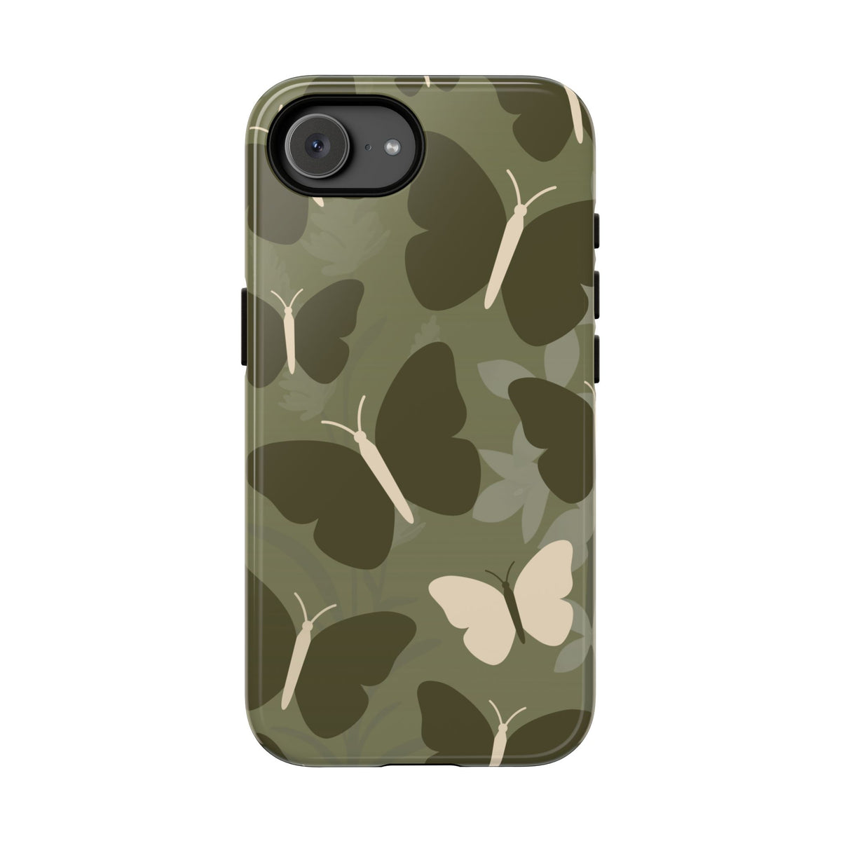 Minimalist Olive Green Butterfly Pattern Phone Case - Green Phone Case - iPhone 17e / Glossy