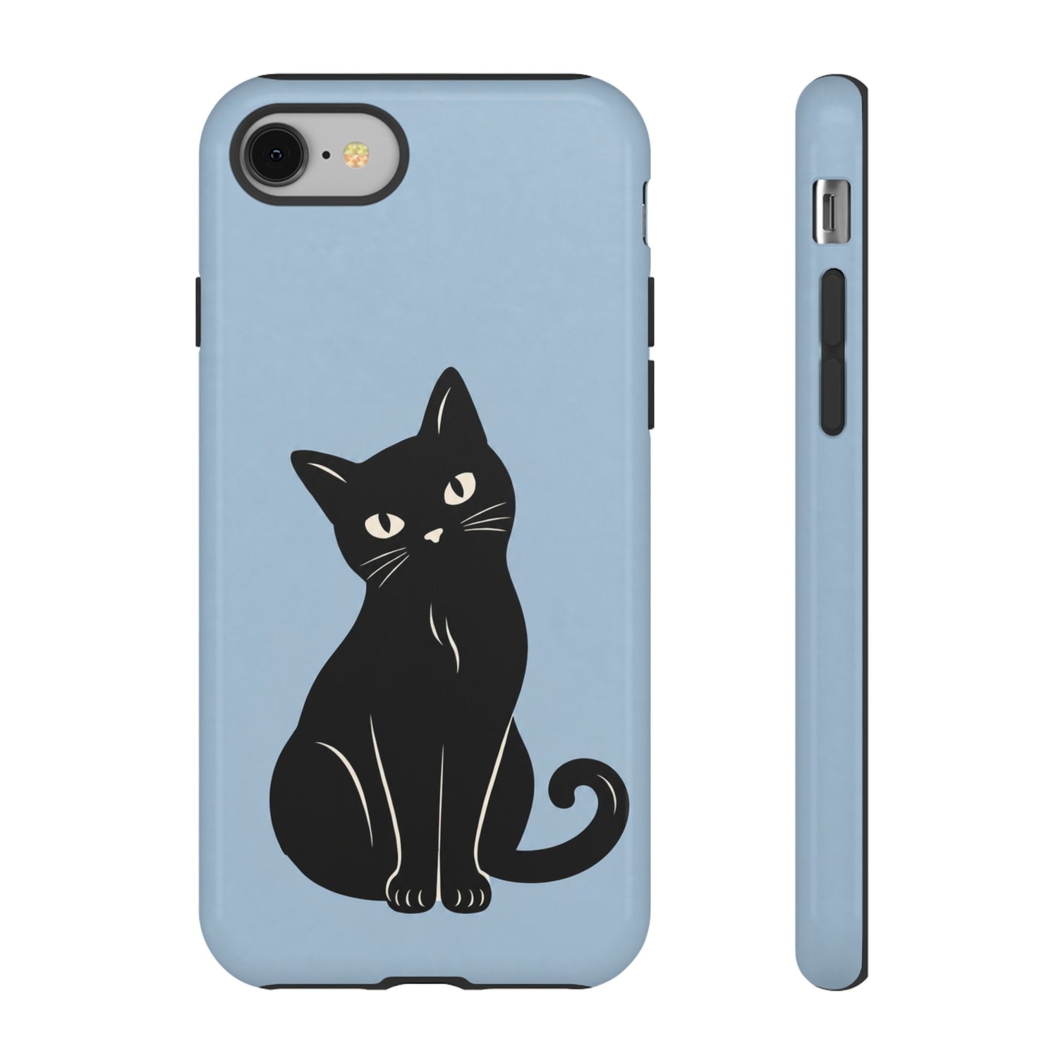 Minimalist Powder Blue & Black Cat Phone Case