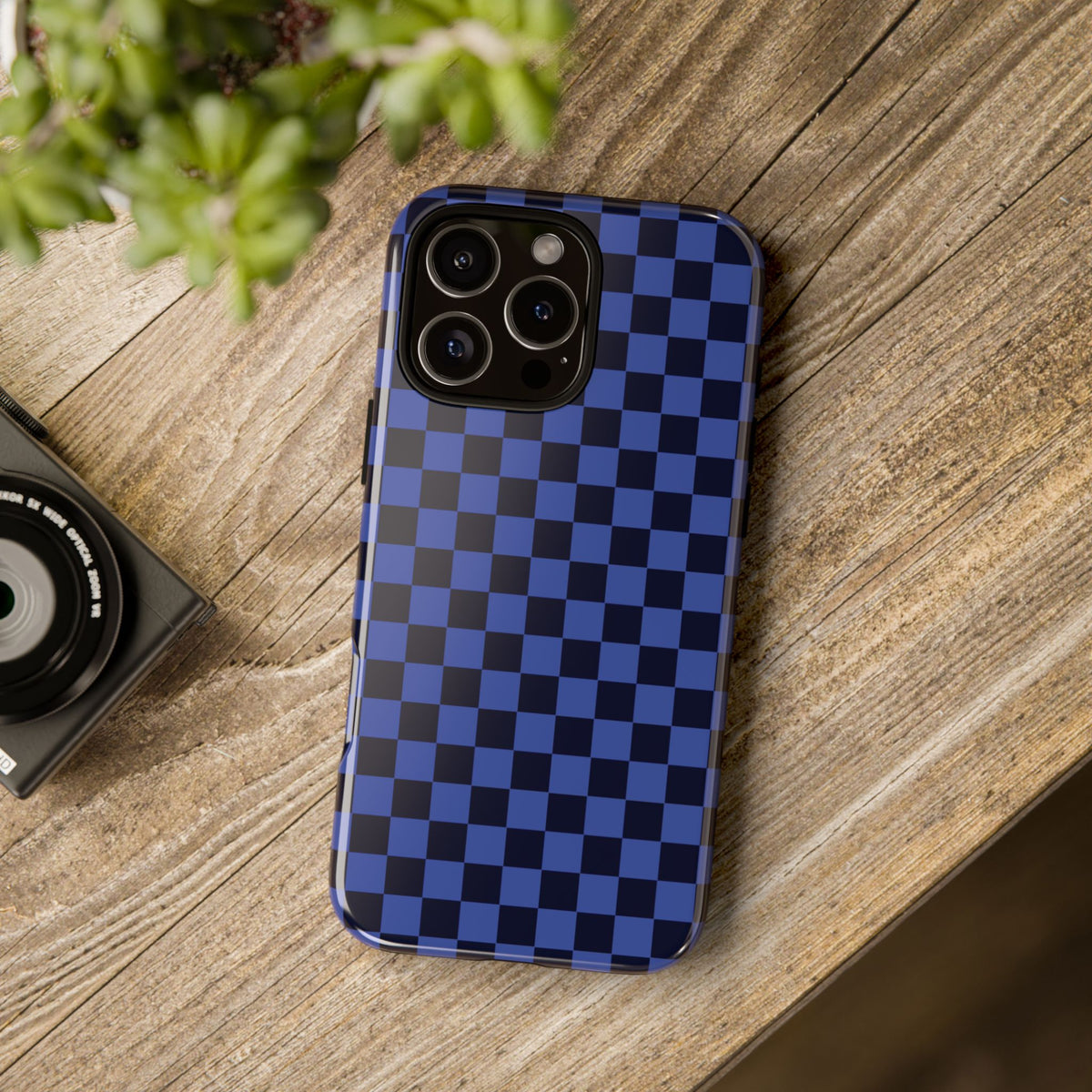 Bold Blue Small Checked Pattern Phone Case - Blue Phone Case