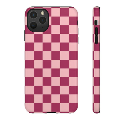 iPhone 11 Pro Max / Glossy Phone Case - ’Pink Checkered Pattern’ Phone Case