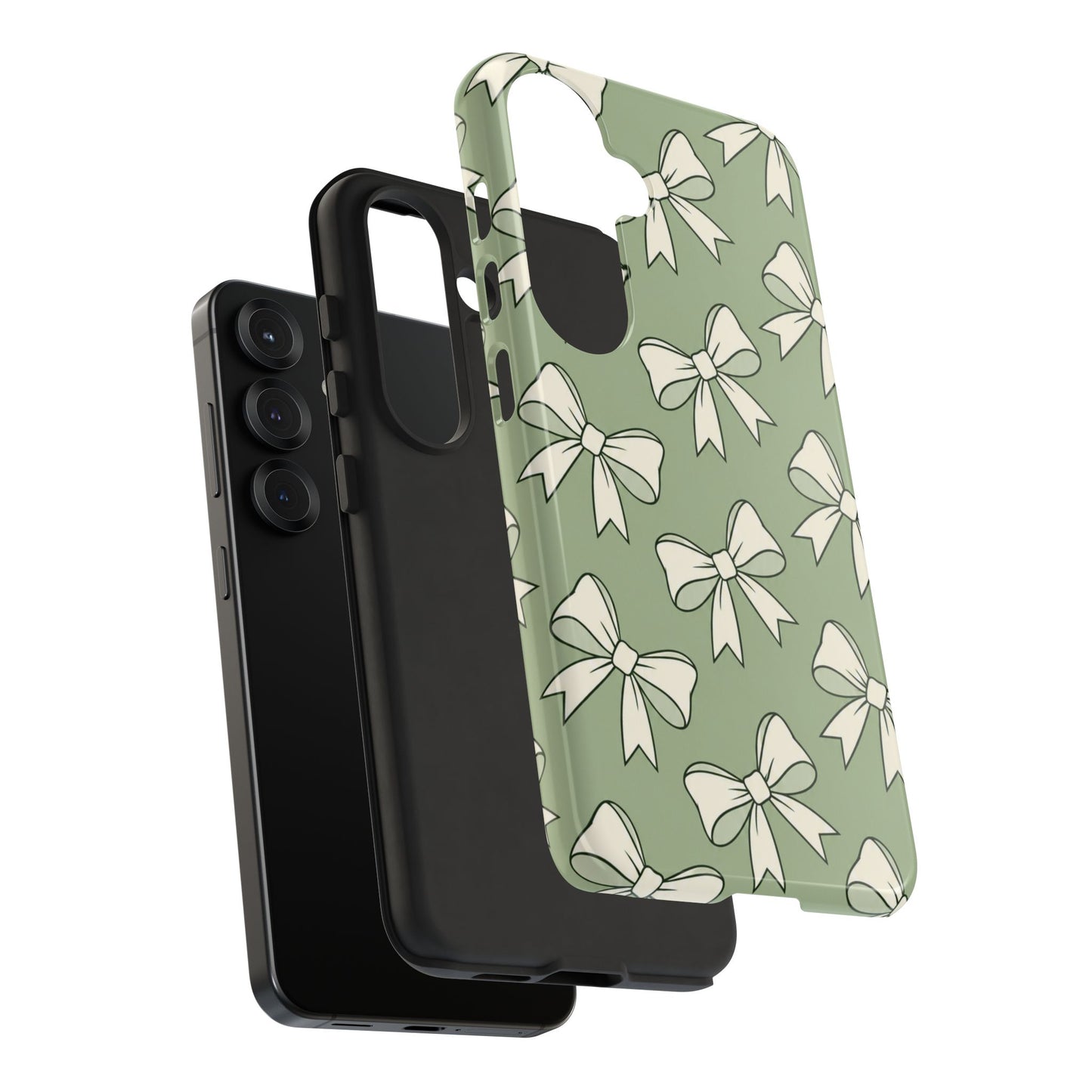 Chic Sage Green Bow Pattern Phone Case