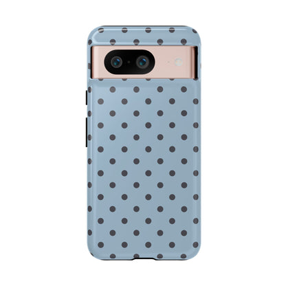 Light Blue with Dark Blue Dot Pattern Phone Case