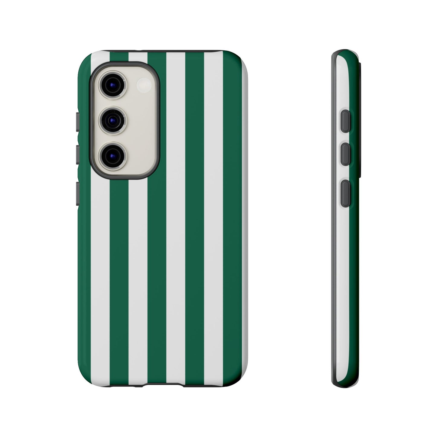 Samsung Galaxy S23 / Glossy Phone Case - Simple Green & White Stripe Pattern Phone Case