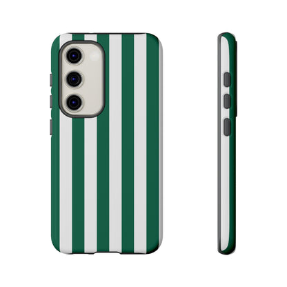 Samsung Galaxy S23 / Glossy Phone Case - Simple Green & White Stripe Pattern Phone Case