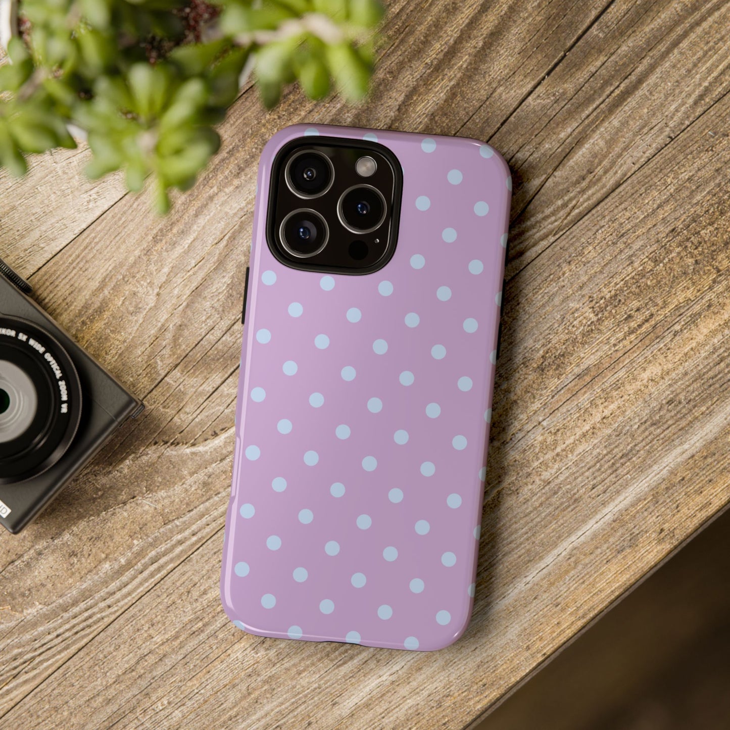 Trendy Lilac & Ice Blue Dot Pattern Phone Case