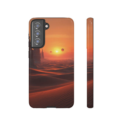 Twin Suns Desert World Sci-fi Phone Case - Orange Phone Case - Samsung Galaxy S21 FE / Glossy
