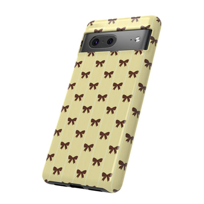 Retro Chocolate Brown Bow Pattern Phone Case