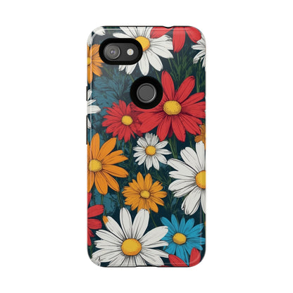 Pop Art Daisies Illustration "Red & Orange" Phone Case