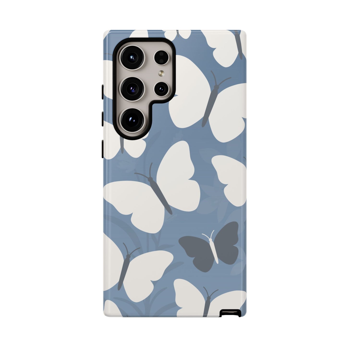 Samsung Galaxy S24 Ultra / Glossy Phone Case - Minimalist Light Blue Butterfly Pattern Phone Case
