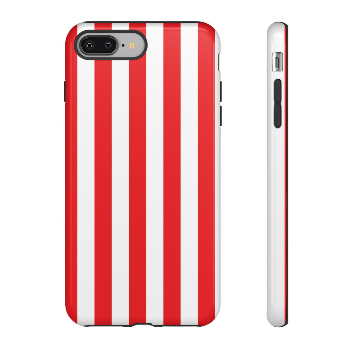 Simple Red & White Stripe Pattern Phone Case - Red Phone Case - iPhone 8 Plus / Glossy