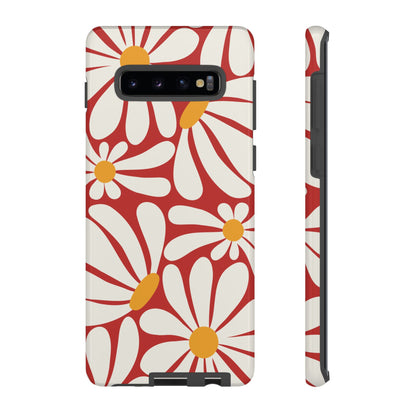 Retro Red Daisy Pattern Phone Case - Red Phone Case