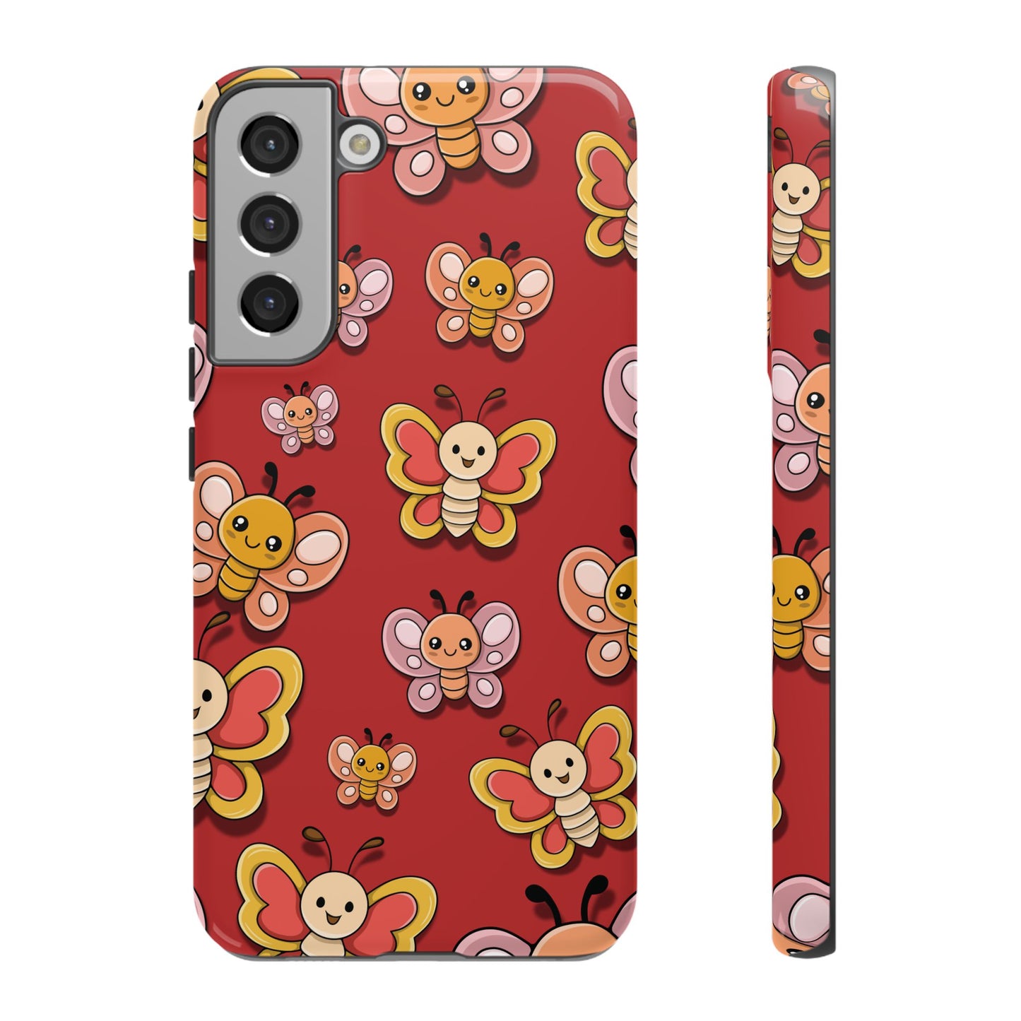 Samsung Galaxy S22 Plus / Glossy Phone Case - Red Butterfly Sticker Design Phone Case