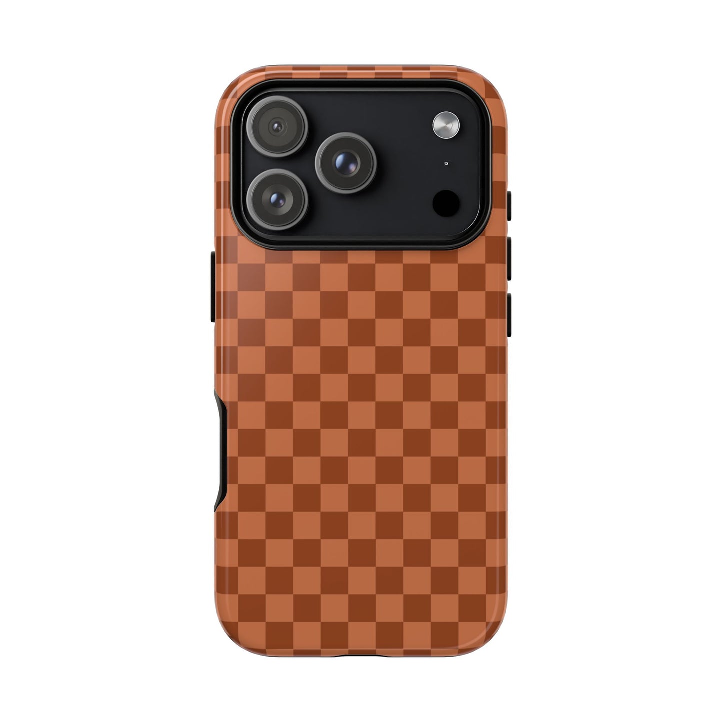 iPhone 17 Pro / Glossy Phone Case - ’Bold Brown Checkered Pattern’ Phone Case
