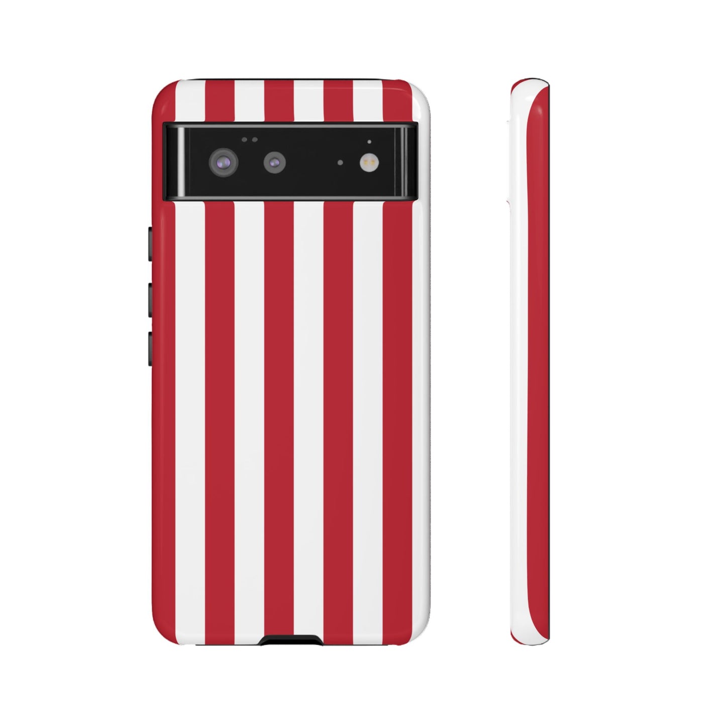 Google Pixel 6 / Glossy Phone Case - Simple Dark Pink & White Stripe Pattern Phone Case
