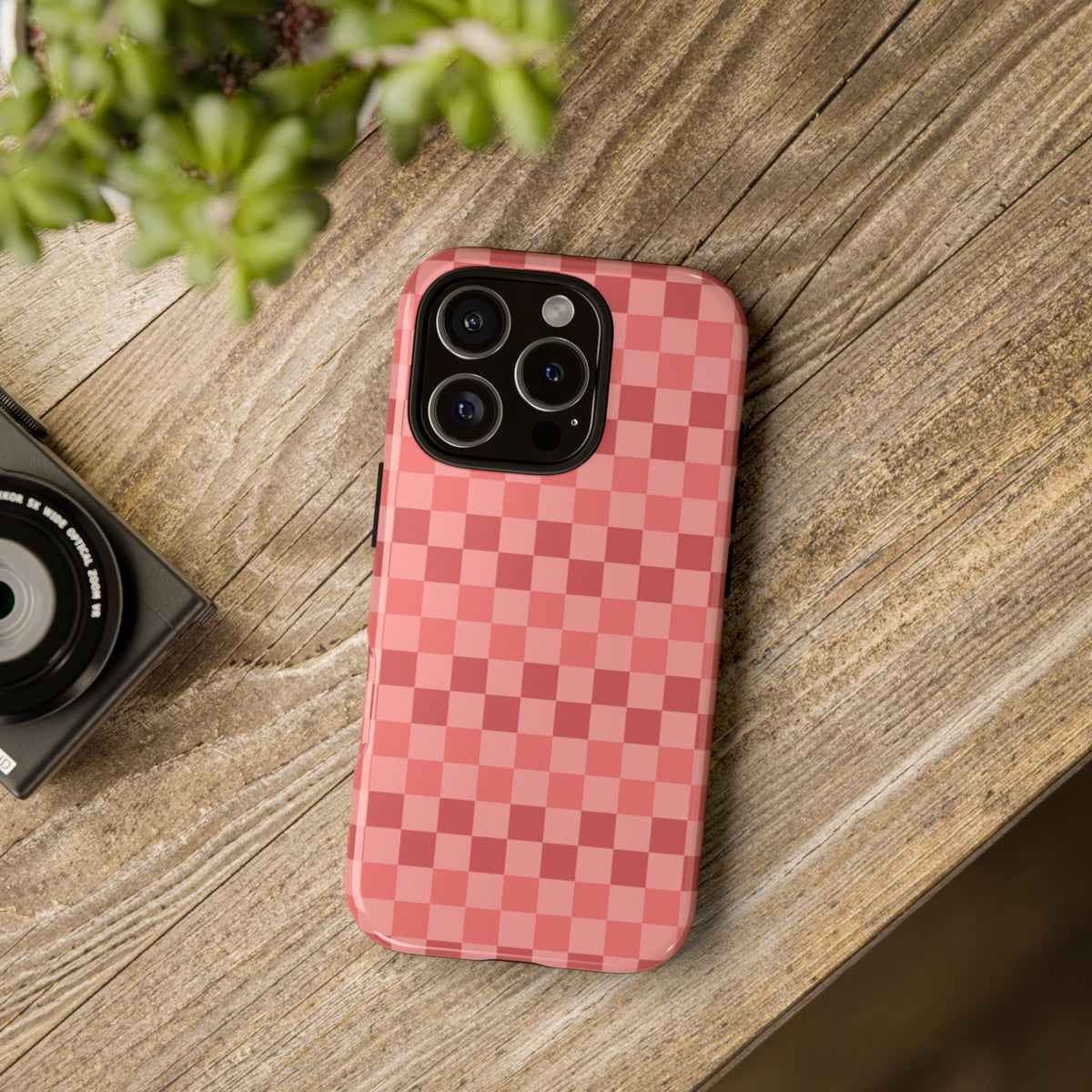 Bold Pink Small Checked Pattern Phone Case - Pink Phone Case