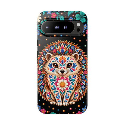 Vibrant Orange and Turquoise Calavera Hedgehog Phone Case - Multicolor Phone Case - Google Pixel 9 Pro XL / Glossy