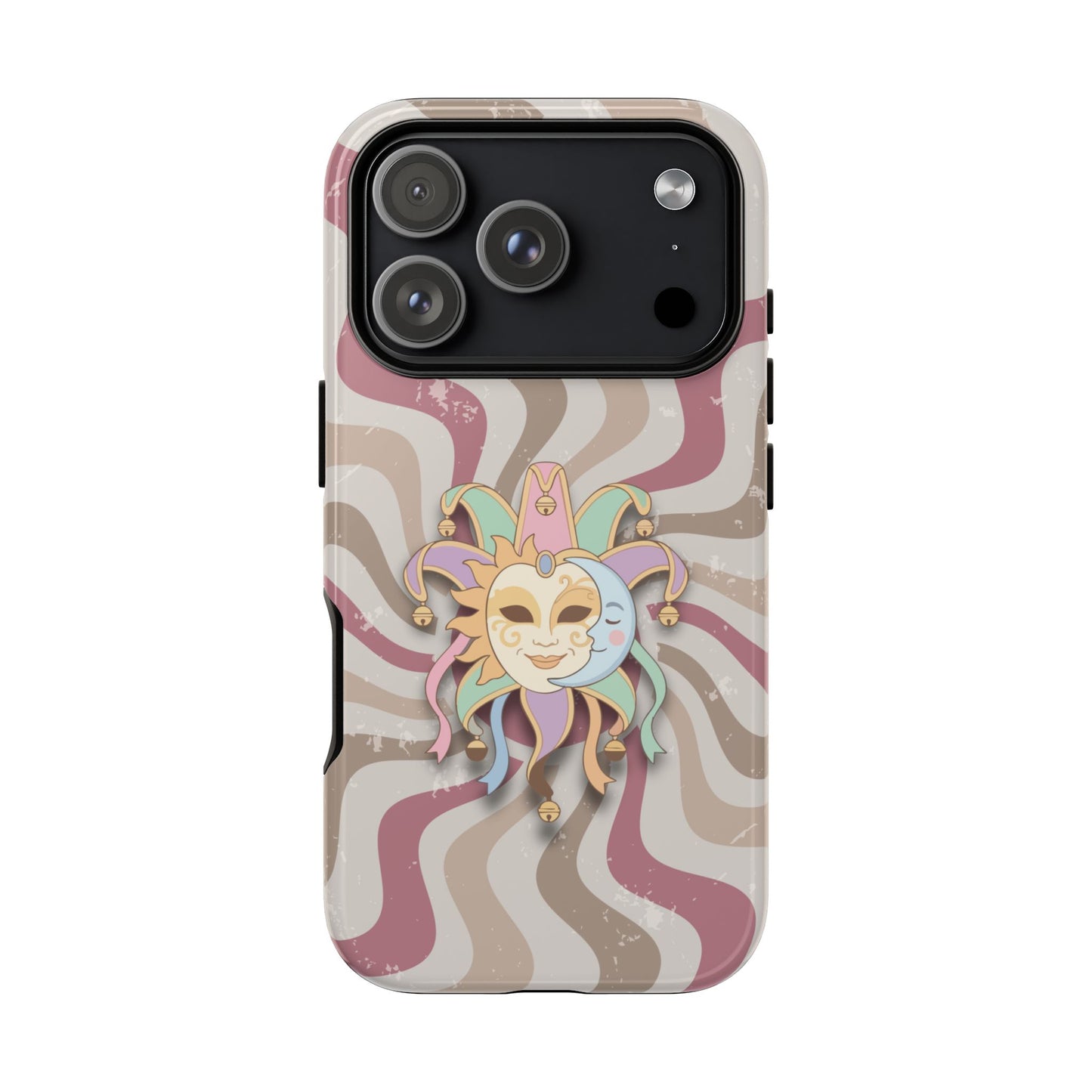 Sun & Moon Jester Mask – Pink Retro Wave Phone Case - Pink Phone Case - iPhone 17 Pro / Glossy