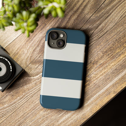 Blue & White Horizontal Stripe Pattern Phone Case - Blue Phone Case