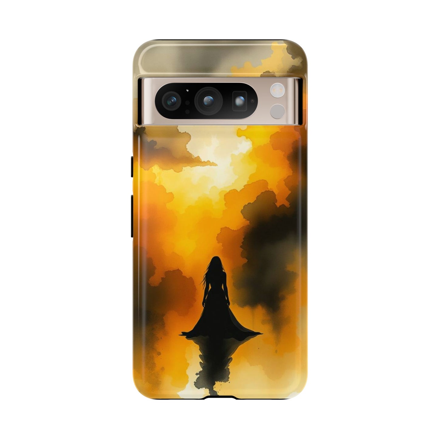Google Pixel 8 Pro / Glossy Phone Case - Watercolour Gothic Woman in Black Phone Case
