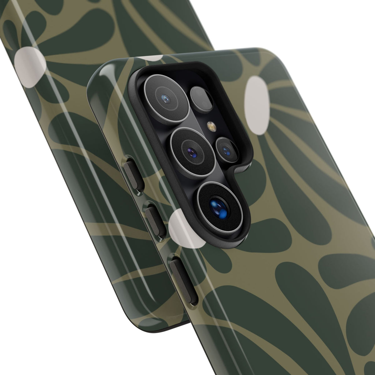 Retro Olive Green Daisy Pattern Phone Case - Green Phone Case