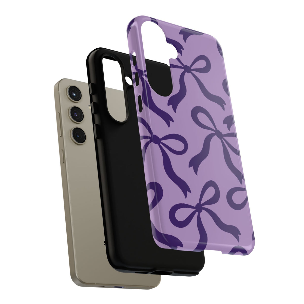 Bold Lilac and Deep Purple Bow Pattern Phone Case - Purple Phone Case